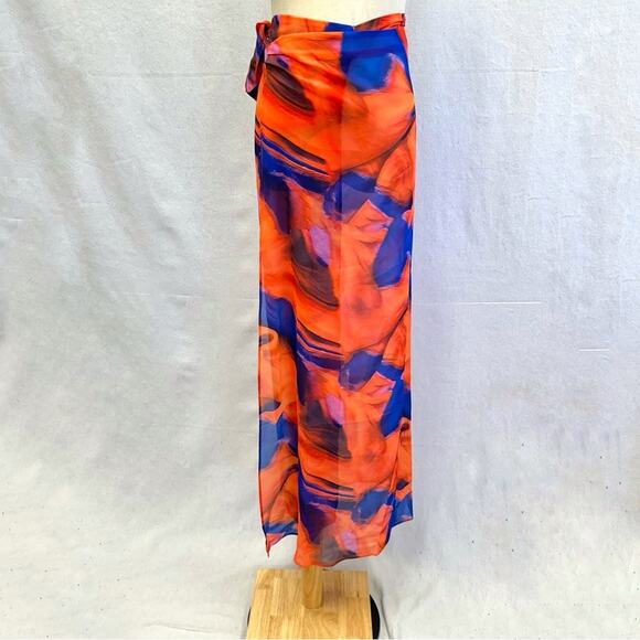 Public Desire Asos abstract print chiffon maxi sarong in multi Size 8 New NWT - Picture 7 of 16